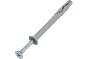 AERZETIX - C67155 - Juego de 100 Tacos clavos Ø5x50mm con brida biselada en polietileno + 100 clavos-tornillos Ø3.5x55mm con cabeza fresada PZ2 en acero - para golpear - estructura metálica hormigón