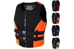SMTSEC Gilets De Sauvetage Adultes, Aide À La Flottabilité Gilet De Natation en Néoprène Gilet Kayak Paddle Board Gilet De Flotteur De Natation pour Kayak Pêche Surf Plongée Sport Nautique,Orange-S
