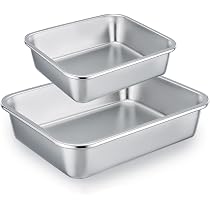 Homikit Plat à Gratin Rectangulaire Inox 27x21x8 Cm - Idéal Lasagnes, Brownies, Gratins - Robuste Et Sans Toxique