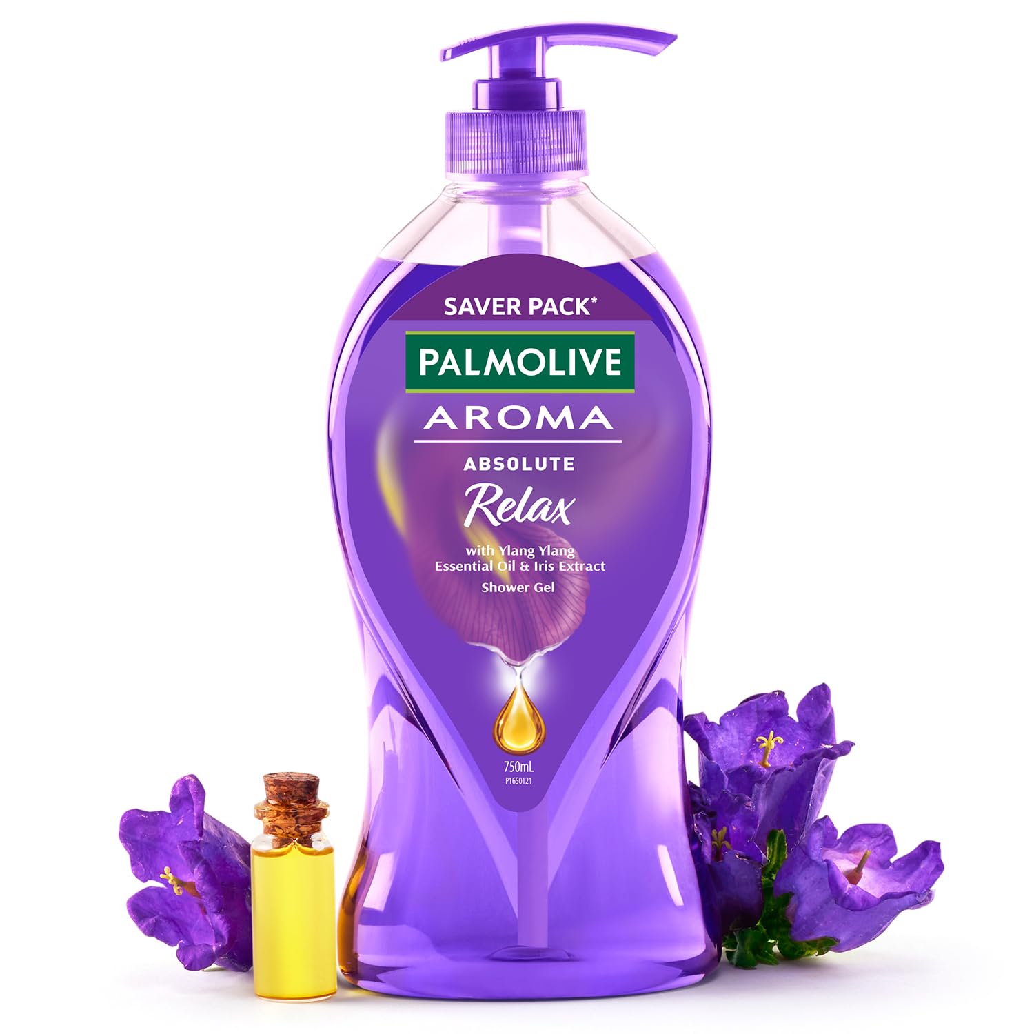 Palmolive Aroma Absolute Relax Body Wash for Women & Men, 750ml Shower Gel Single Pump Bottle, 100% Natural Ylang Ylang Essen