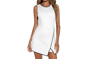 Dmmtot Vestido de tenis para mujer con pantalones cortos, sin mangas, para golf, ropa deportiva, para ejercicio, deportes, bolsillos interiores, pantalones cortos, abertura única, elástico, ropa