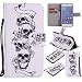 Produktbild Nancen Samsung Galaxy Grand Prime SM-G530 G531F (5 Zoll) Hülle / Handyhülle, Painted Persönlichkeit PU Leder Tasche Schutzhülle Case Lederhülle Flip Cover mit Standfunktion, zwei Kartenfächer und Eine Brieftasche Etui [Schädel]