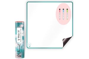 WHINAT Tableau blanc magnétique effaçable pour frigo - Magnet souple pour bureau & chambre enfant - Pense bête adhésif aimanté familial - Organisateur cuisine pour repas/planning & RDV/Todo list !