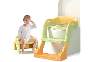 Balakaka Töpfchentrainer Kinder mit Rutschfest Treppe,Toilettensitz Kinder für 1-7 Jahren,Klappbar Höhenverstellbar Toiletten Training,WC Sitz für Kinder Töpfchentraining