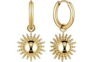 BONNYBIRD® Créoles Soleil en Acier Inoxydable Boucles d'Oreilles Femme de Première Qualité "BonnySun", 100% Résistance à l'eau & Tolérance Cutanée