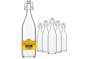 Flaschen-Fuchs 12x Bouteille en Verre avec Bouchon Mécanique 750ml - Bouteilles vides à remplir huile d'olive, bière, jus, liqueur