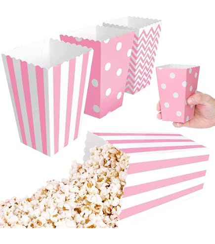 50 Pezzi Scatole Popcorn Rosa e Blu in Cartone, 11,5x7x5cm - FindTheDeal