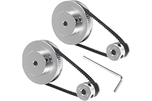 ALAMSCN 2PCS GT2 Synchronous Wheel 60 Teeth 5mm Bore + 2PCS Aluminum Timing Pulley 20 Teeth 5mm Bore + 2PCS Closed Loop Timing Belt 200mm with Allen Wrench for 3D Printer