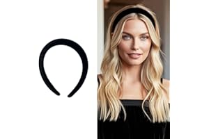 BOTTEGA DELLA PRINCIPESSA Cerchietto capelli donna elegante, cerchietto bombato in velluto con bombatura da 1 cm, accessorio chic e confortevole per ogni occasione (Nero, Bombatura 1 Cm)