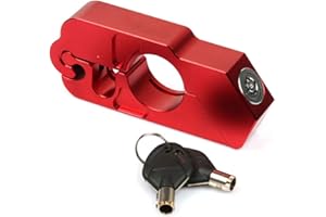 LMYSUFI Motorcycle Handlebar Lock, Scooter Brake Clutch Security Locks with 2 Keys for Sports Bikes, Mountain Bike, ATVs (Red)