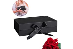 LETTERASHQP Geschenkbox mit Deckel Geschenkbox Schwarz 21 * 17 * 7 cm Geschenkkarton Mit Deckel,Geschenkverpackung Box mit Band Schachtel mit Deckel für Hochzeit Geburtstag Weihnachten Jubiläum