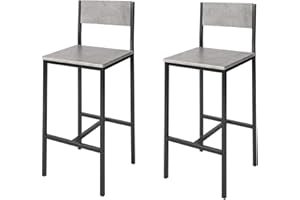 SoBuy Set of 2 Bar Stools Kitchen Breakfast Chairs Modern High Chairs with Metal Frame, Compact Design, Ideal for Dining Room, Small Kitchen, Home Bar W39xD40xH95cm FST53-HGx2