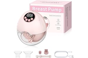 HOMGEN Sacaleches Eléctrico Manos Libres Portátil con Pantalla LED Extractor de Leche Materna Inalámbrico con 4 Modos y 12 Niveles Bomba de Lactancia Silenciosa Recargable para Casa Trabajo y Viaje