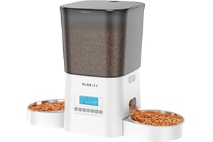 WellToBe Distributeur croquettes Chat Automatique,3,5 litres Distributeur croquettes Chat Double pour 2 Chats,Enregistrement 10s,réglage de la minuterie de 1 à 6 Repas par Jour,Double Alimentation