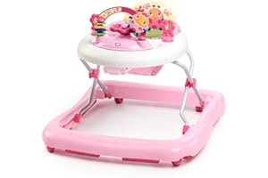Bright Starts, Trotteur Bébé Pliable June Berry Delight, jouet d’activités, lumières & mélodies, hauteur réglable, rose, 6 Mois+