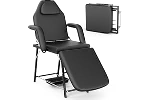 ONPNO Portable Beauty Bed, Adjustable Massage Table with Storage Bag, Folding Salon Tattoo Chair for Facial, Spa, Lash, Black