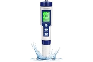 Cuteefun Digital PH Meter, 5 in 1 Water Quality Tester with Back light, PH/TDS/EC/Salinity/Temp Meter with ATC, 0.01 Resolution High Accuracy Pen Type Tester, for Drinking Water, Aquarium, Spas