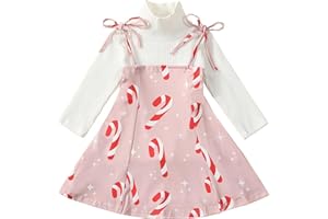Siyova Abito Bambina di Natale Elegante 2 Pezzi Completo Ragazza Camicia Manica Lunga+Abito con Bretelle Vestiti Natalizi per Bambine 3-8 Anni