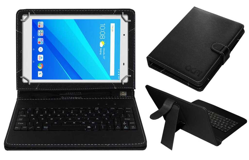 Acm USB Keyboard Case Compatible with Lenovo Tab 4 8 Plus Tablet Cover Stand Study Gaming Direct Plug & Play - Black