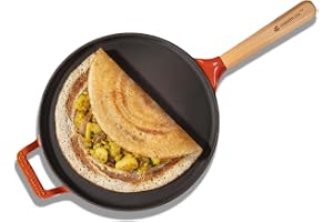 CUMIN CO. Cast Iron Non Stick Dosa Tawa 28 cm Induction Base Cookware 10 Year Warranty Chemical Free Coating Non Toxic Tawa for Dosa/Chilla Free Accessories No Seasoning Needed Rust