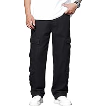 Zewool Heren Casual Wijde Pijpen Denim Cargo Broek Mid Gewicht