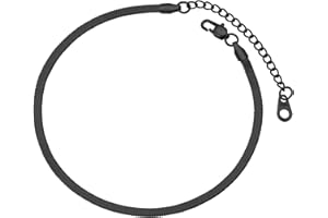 FOCALOOK Bracciale/cavigliera donna serpente piatta, cavigliere uomo e donna, larghezza 3 mm/5 mm, lunghezza di catena 22cm in acciaio inossidabile placcato braccialetto a catena oro 18K