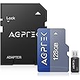 AGPTEK 128Go Carte avec Lecteur de Carte et Adaptateur, Classe 10 Carte pour Téléphone/MP3/GPS/Tablette PC/Appareils Photo, V