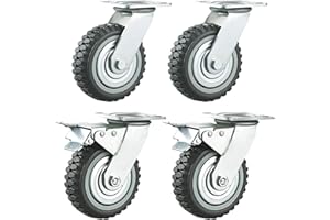 uyoyous 4 Stück Schwerlastrollen, 150mm Lenkrollen mit Bremse, 360° Drehbar Transportrollen, 2 Bremsrollen 2 Lenkrollen ohne Bremse, Traglast 1400KG, Doppelkugellager