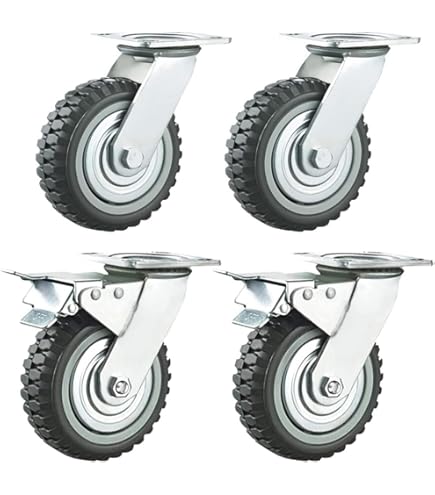 BAOLIHUI 4-delige set zwenkwielen voor meubels met 150MM meubelrollen met rem, zware last wielen met een capaciteit van 1000kg, geschikt voor meubeltransportkarren, werkbanken, gereedschapswagens en pallets
