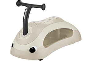 GLOBBER Walk N' ROLL 2in1 ECO – Lauflernwagen & Rutschauto, Eva-Rollen, nachhaltiger Kunststoff mit Strohfasern, 2in1 umbaubar, kokos weiß