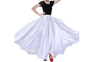 MUNAFIE Falda de satén de danza del vientre falda larga completa del oscilación para principiantes