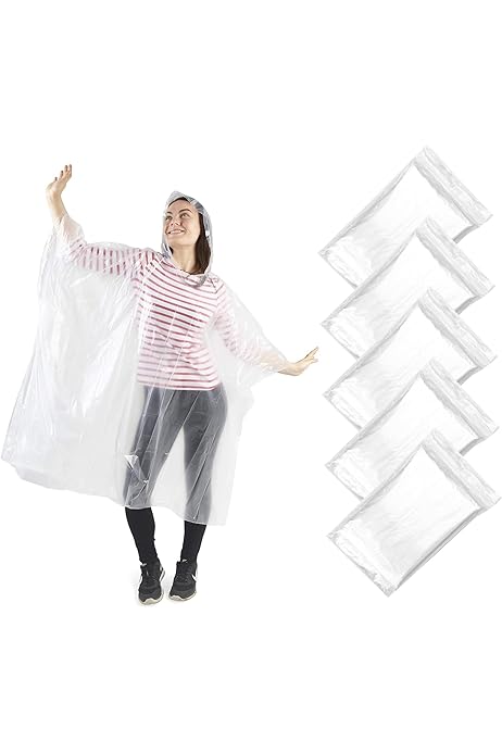 Chubasquero Transparente 10 Piezas Chubasquero Con Capucha