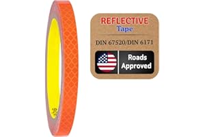 SOLNIT Reflektierende Reflektorband Reflektorfolie Sicherheitswarnband Wasserdicht Reflexfolie Autos Motorräder Helm Fahrrad hergestellt mit 3 M 4084 Diamond Grade (10mm X 5meter Orange)