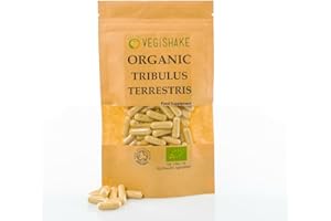VEGISHAKE Organic Tribulus Terrestris HPMC Capsules 880mg Stimulants Performance Booster Testosterone Libio Stamina Vegan Halal Kosher (60 Capsules)