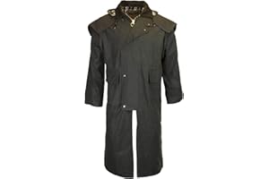 WALKER AND HAWKES - Men's and Women 100% Wax Cotton Stockman Olive Brown Water Resistent Heavyweight Cape Coat