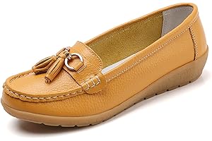 LTHTX Mocassini da donna in pelle comodi, piatti, casual, punta rotonda, mocassini da guida selvaggia, morbidi scarpe da passeggio da donna