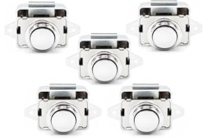 Hotiko 5pcs Push Button Cabinet Latch Lock for RV Motorhome Camper Caravan Yachts (Zinc Alloy & ABS)-Chrome