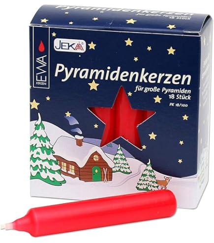 Bougies Pyramides Sigro Rouges - Cire, 50 Bougies De 1.4x1.4x7.4 Cm, Durée 1h30, Pour Pyramides De Noël Allemandes
