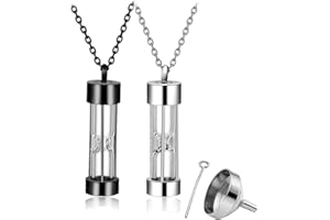 JSDDE Schmuck 2er Memorial Anhänger zum öffnen mit Halskette Set Urnen Anhänger Asche Sand Locket Gedenken Charms Anhänger Silber Schwarz Partnerketten für Frauen Männer