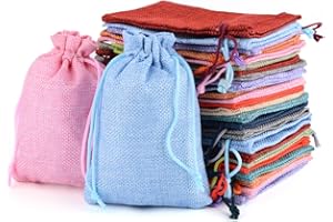 MAOOY 25 Stück Jutesäckchen 13x18 cm Jute Säckchen mit Kordelzug Klein Jutesack Jutebeutel Adventskalender Beutel für Schmuck Aufbewahrung Hochzeit Party Weihnachten DIY Ggeschenk（Zufällige Farbe）