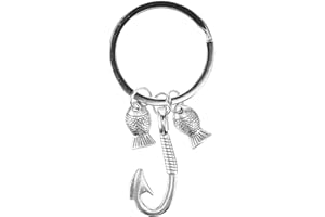 Amosfun Fisch Schlüsselanhänger Angelhaken Angeln Anhänger Vatertag Fischer Geschenk Freund Papa Mann Geburtstagsgeschenk (Stil 1)