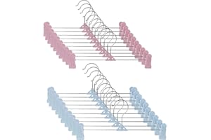 AIRFUL 20 Pezzi 27,5 cm Prevengono i Graffi Grucce in Metallo, 2 Colori ABS Appendini per Pantaloni Appendini per Pantaloni Pantaloncini Gonne Calzini Biancheria intima (Blu + Rosa)