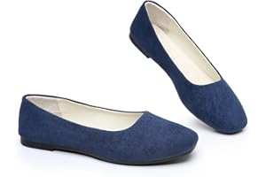 Timween Womens Ballet Flats, 25 Vibrant Colors Available Ladies Casual Square-Toe Flat Shoes Women Indoor Outdoor Comfy Slip On Ballerina Pumps Solid Color Suede-Effect Upper Portable Flats