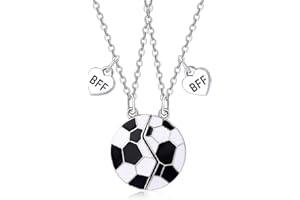 CERSLIMO Basketball Football Gifts for Boys Girls, 2 Pcs Matching Basketball Football Necklaces for Best Friend Gift | Magnetic Bff Friendship Gifts Birthday Graduation Christmas Best Friend Necklace