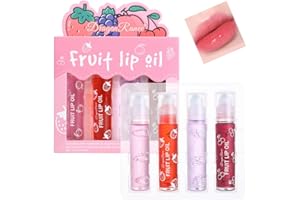 Pakivs 4Pcs Set di Lucidalabbra Aromatizzato alla Frutta,Trasparente Incolore Idratante Plumper Lozione Labbra Rolling Ball Lips Oil Liquid Lipstick