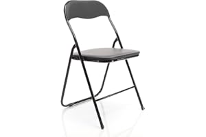 Toboli Chaise Pliante 46x50x81cm Noire en Acier PU 200kg Max. Fête Événements Salle à Manger Outdoor