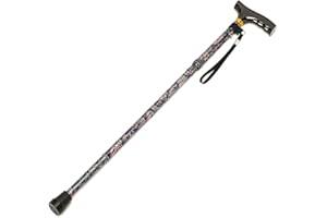 HOMECRAFT Składana kolorowa laska do chodzenia z drewnianym uchwytem, lekka, regulowana laska do chodzenia dla równowagi, pomoc w poruszaniu się, Paisley, 825-925 mm/33-37 cali (kwalifikuje się do
