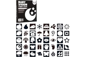 SKY-TOUCH Baby Visual Card Black White, High Contrast Baby Black White Card, Visual Stimulation & Sensory Development, Travel Friendly, Gifts for Infants 0 to 3 Months, 20 Pcs - 40 Pages