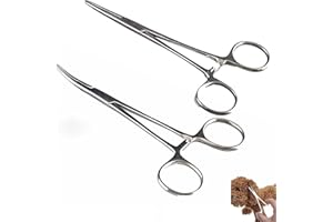 NOKWOCY Set di pinze per piercing autobloccanti, in acciaio inox di alta qualità, con denti di sega, per artigianato fai da te e cura degli animali (confezione da 2) (Straight+bend)