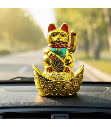 Buy Lucky Cat Wealth Feng Shui Figurine, Golden Waving Cat with